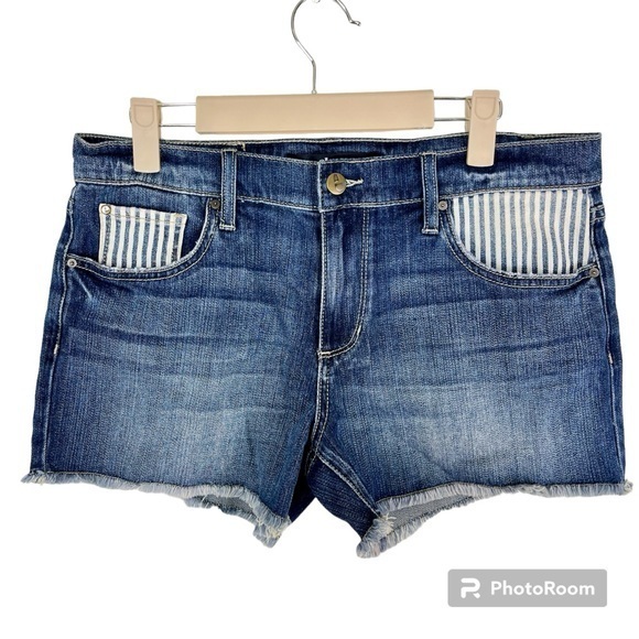 2/$25 Else Buckle Dark Blue Patchwork Pocket Stretch Denim Jean Boyfriend Shorts - Picture 1 of 13